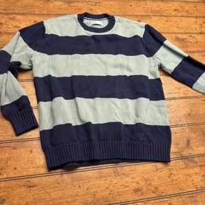 Hollister Sweater Womens XSmall Green Blue Stripes Crew Neck Long Sleeve Stretch